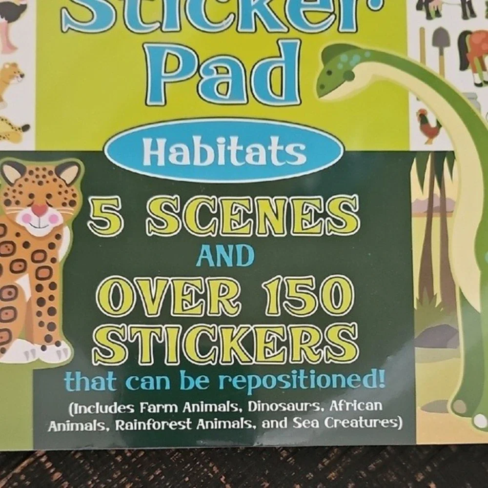 Melissa & Doug Sticker Collection and Reusable Habitats Sticker Pad Bundle New